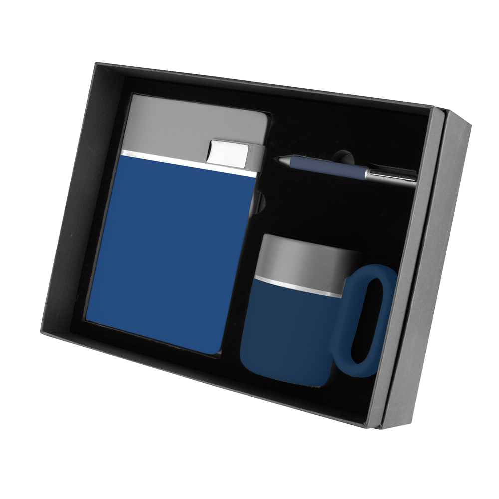 Kit escritório Caderno, Caneca e Caneta Metalica