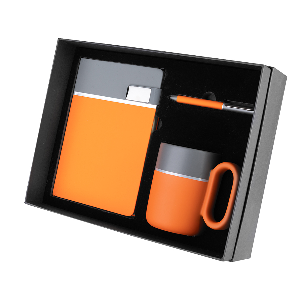 Kit escritório Caderno, Caneca e Caneta Metalica