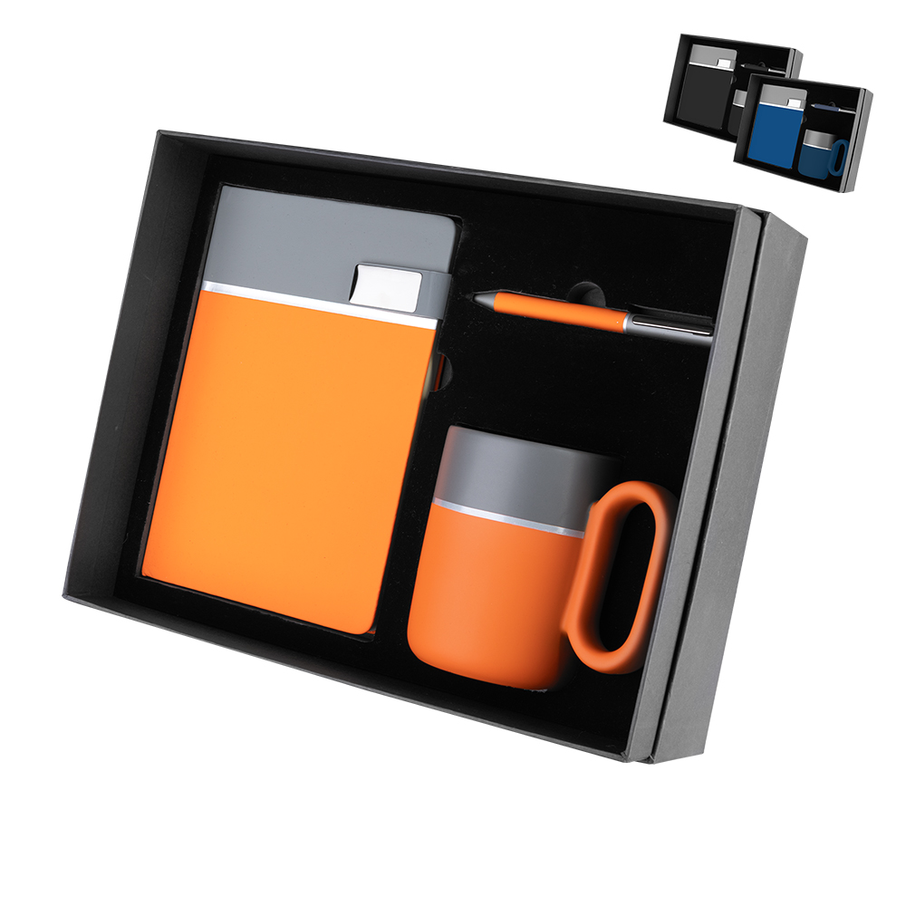 Kit escritório Caderno, Caneca e Caneta Metalica
