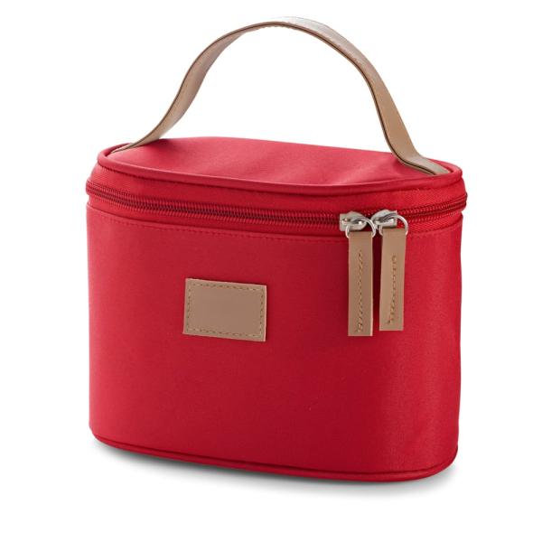 BOLSA P/ COSMETICOS EM MICROFIBRA - VERMELHA - 18X12X10 CM