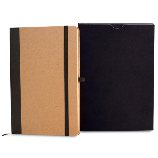 CADERNETA S/ PAUTA - 14X21CM - BEGE/PRETO