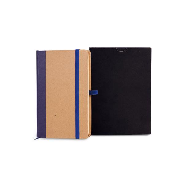 CADERNETA S/ PAUTA - 9,5X15,5 CM - BEGE/AZUL