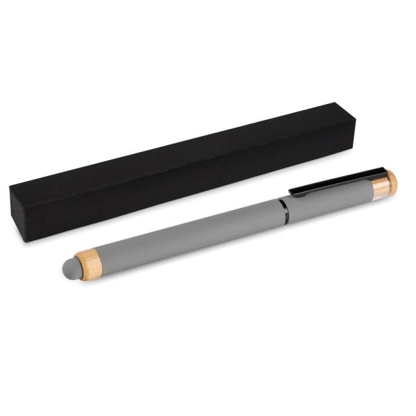 CANETA ROLLER EM ALUMÍNIO RECICLADO /  BAMBU - CINZA