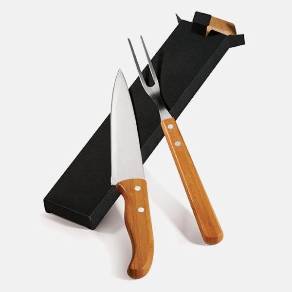 CONJ. DE GARFO E FACA 7"  EM MADEIRA / INOX SPECIAL LINE - 2 PÇS