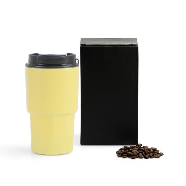 COPO TÉRMICO EM AÇO INOX - AMARELO CLARO - 450 ML