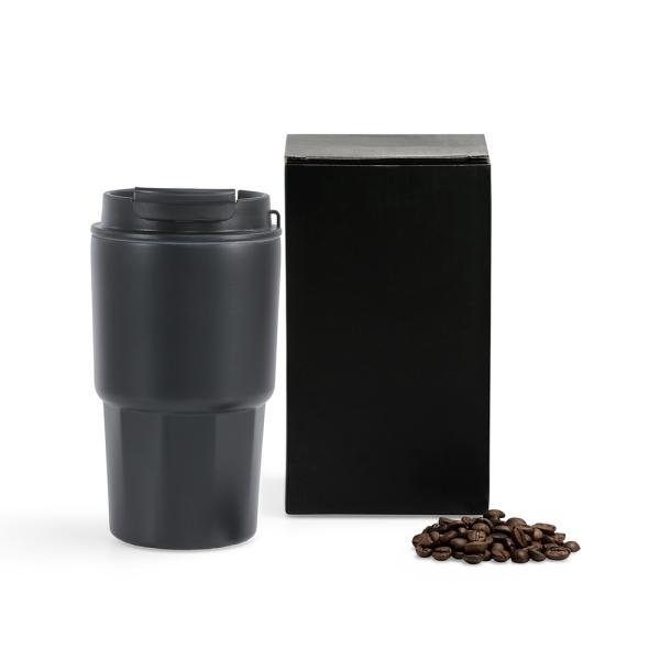 COPO TÉRMICO EM AÇO INOX - PRETO - 450 ML
