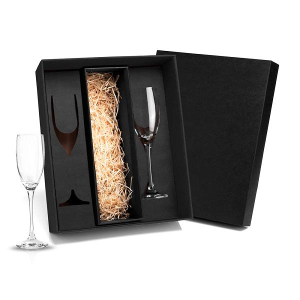 KIT DE TAÇAS DE VIDRO P/ CHAMPAGNE 190 ML - 2 PÇS 