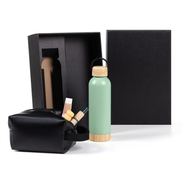 KIT GARRAFA E NECESSAIRE - VERDE/PRETO - 2 PÇS