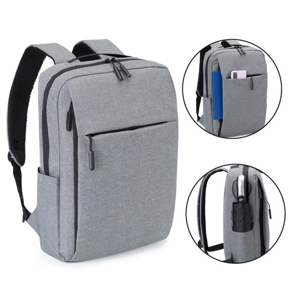 MOCHILA EM POLIÉSTER 300D - MELANGE CINZA - 14L