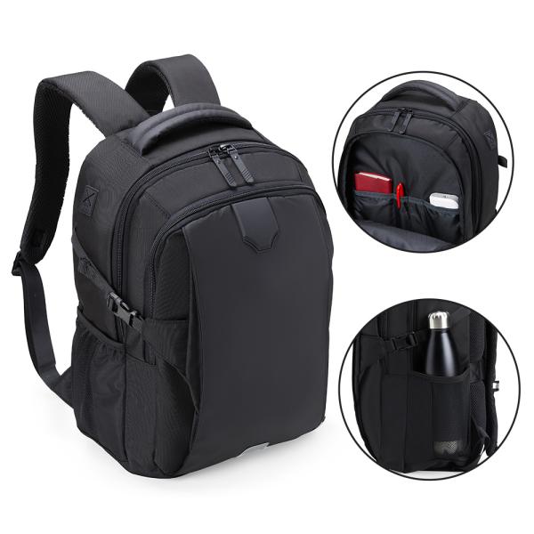 MOCHILA EM POLYESTER/PU - PREMIUM - 22L - PRETA