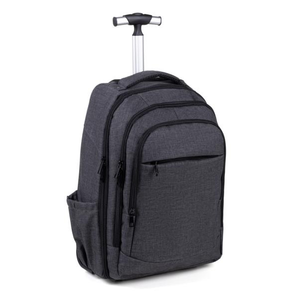 MOCHILA EM RPET COM RODINHAS - MELANGE CINZA ESCURO
