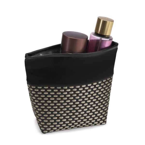 NECESSAIRE EM PVC E MATERIAL SINTÉTICO - PREMIUM - PRETO/XADREZ