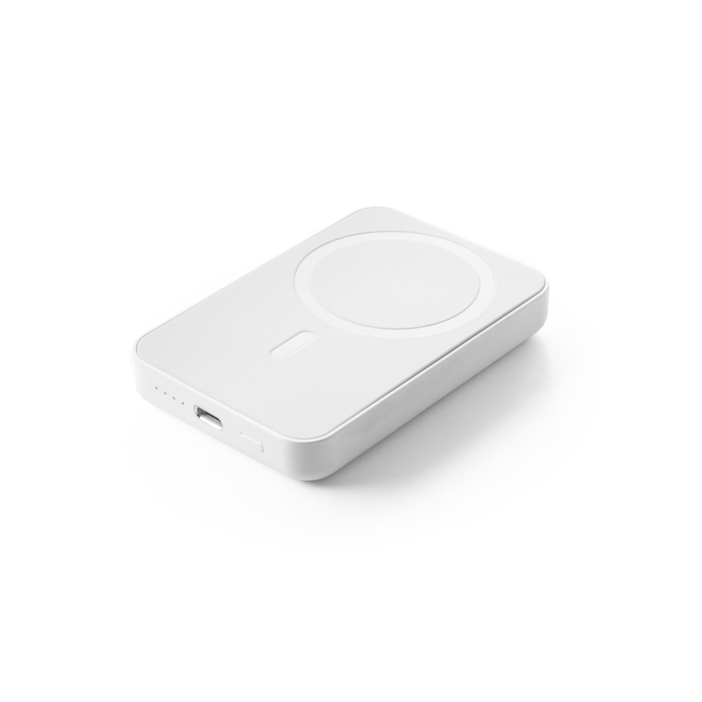 AMPERE 5. Bateria portátil magnética com carregador por indução super-rápido (5'000 mAh), em ABS 100% reciclado