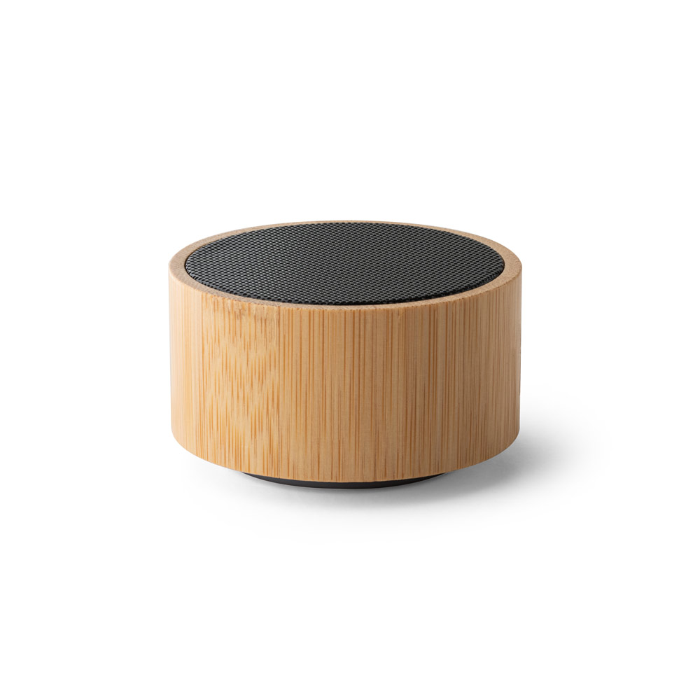 ARBER. Caixa de som portátil com microfone e autonomia de 2h (300 mAh), em bambu e ABS