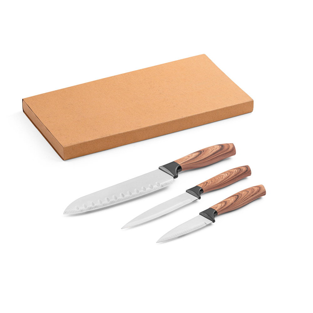 BAHARAT. Conjunto de 3 facas de cozinha com lâmina em aço inox e cabo ergonômico