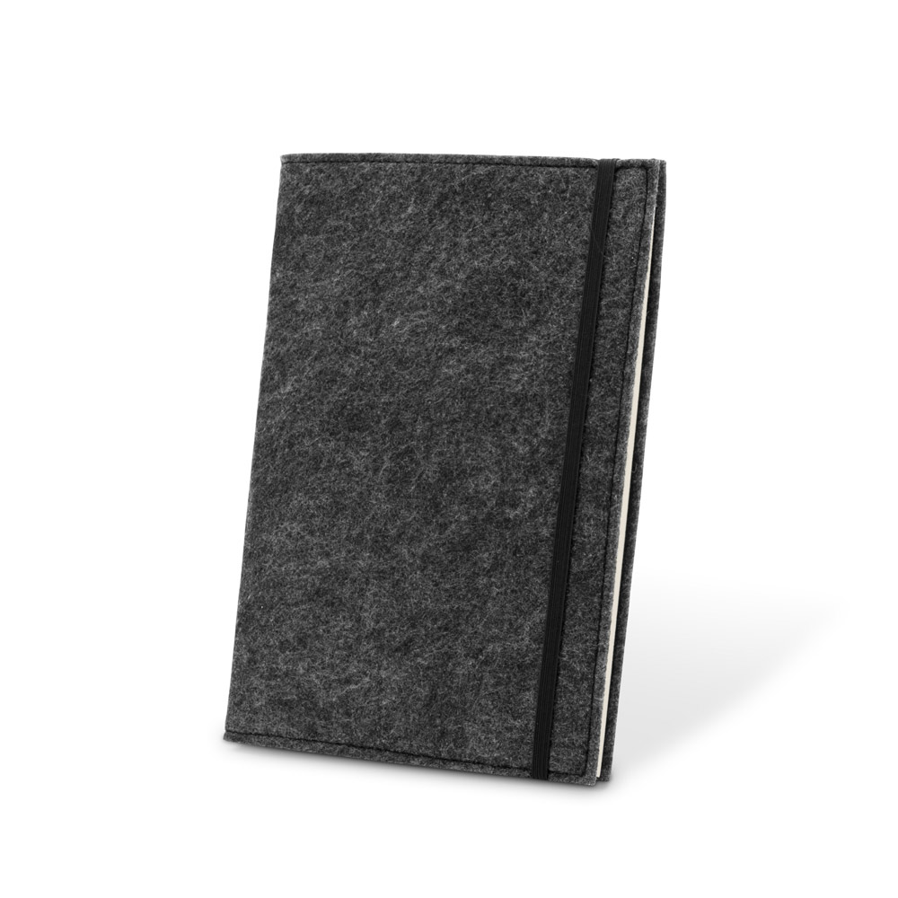 BALDWIN. Caderno A5 com capa em feltro 100% reciclado, com páginas pautadas recicladas
