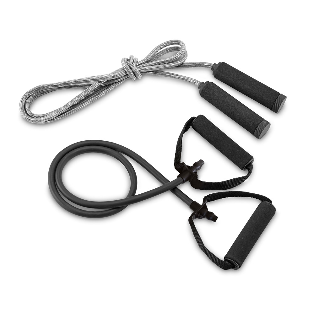 BRADY. Conjunto fitness composto por elástico e corda de pular