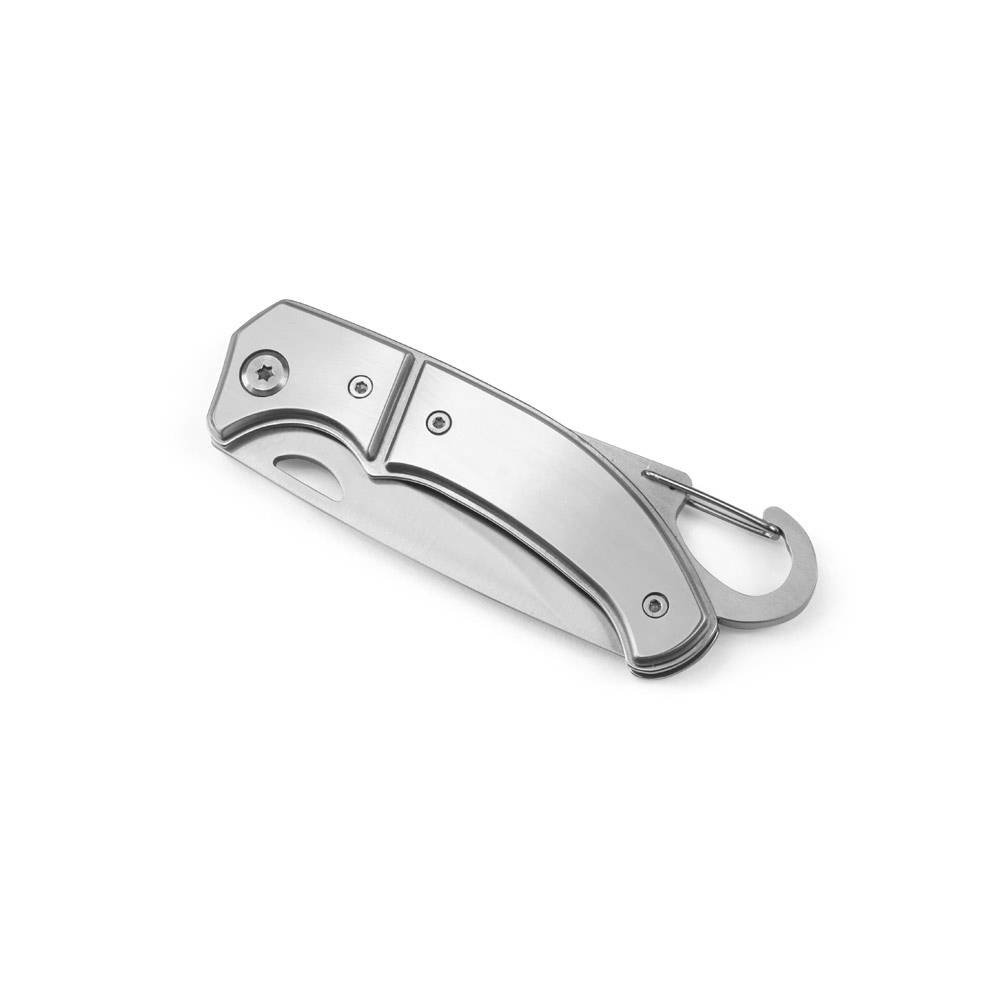 FRED II. Canivete em aço inox e metal com fecho de segurança