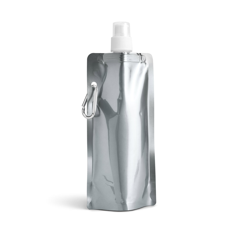 GILDED. Squeeze dobrável em PE com bico de sistema "push-pull" e acabamento metalizado (460 mL)