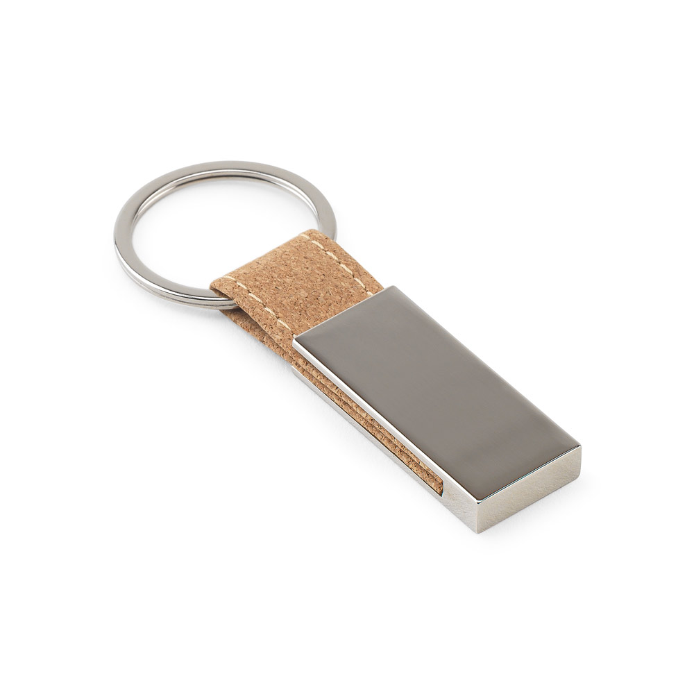 GOSLING. Conjunto composto por um porta-cartões e chaveiro, ambos em metal e cortiça