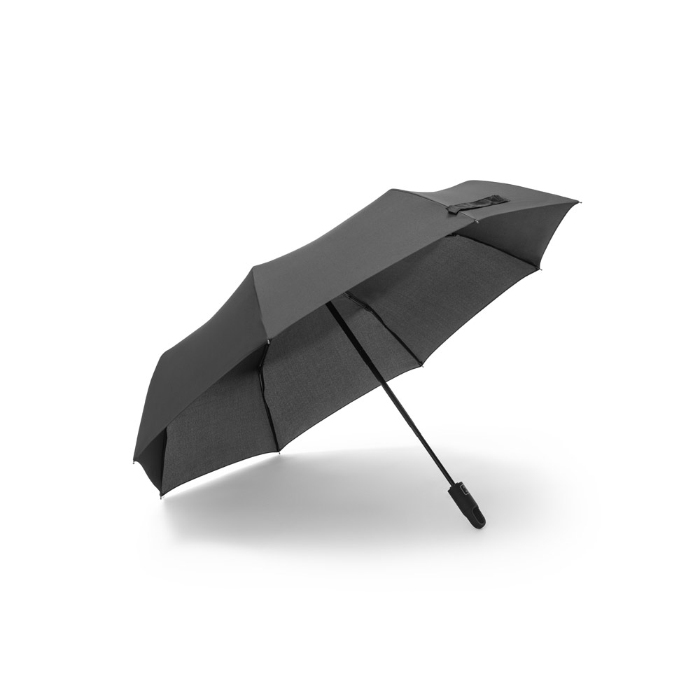 GUSTAVO. Guarda-chuva, dobrável, em poliéster 100% reciclado pongee 190T com abertura e fecho automático