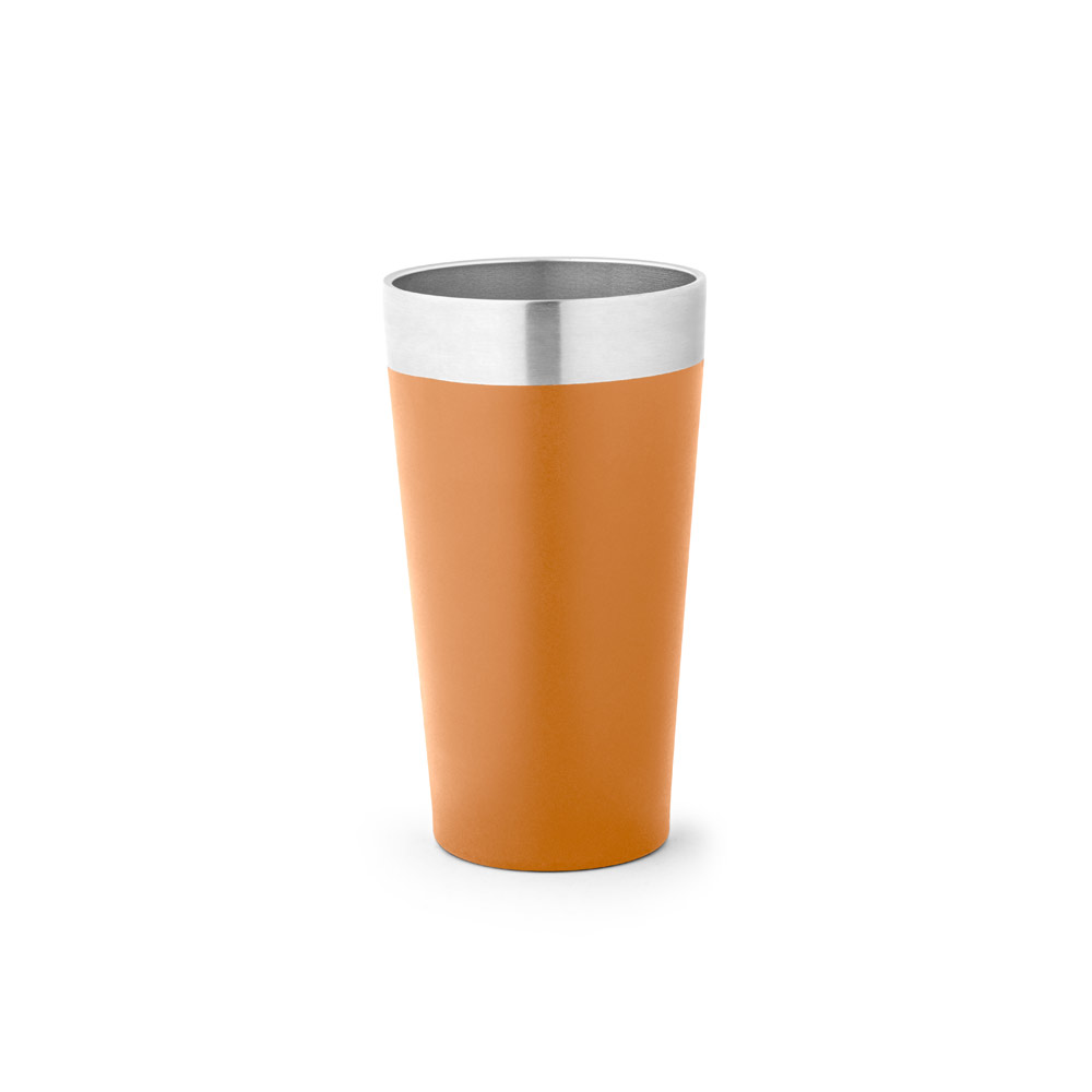 HALPERT. Copo de viagem em aço inox térmico, com parede dupla isolada a vácuo (540 mL)