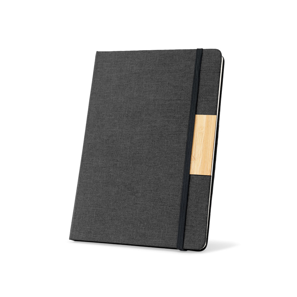 HOMERO. Conjunto composto por 1 caderno A5 com capa rígida e 1 caneta esferográfica em bambu