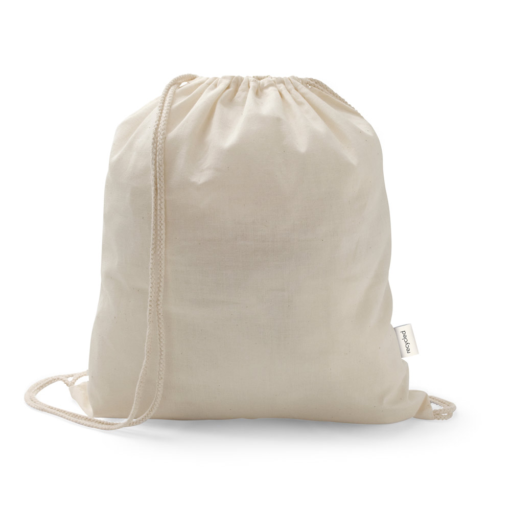 ISTANBUL. Sacola tipo mochila em 70% algodão reciclado e 30% poliéster reciclado (150 g/m²) sem tingimento