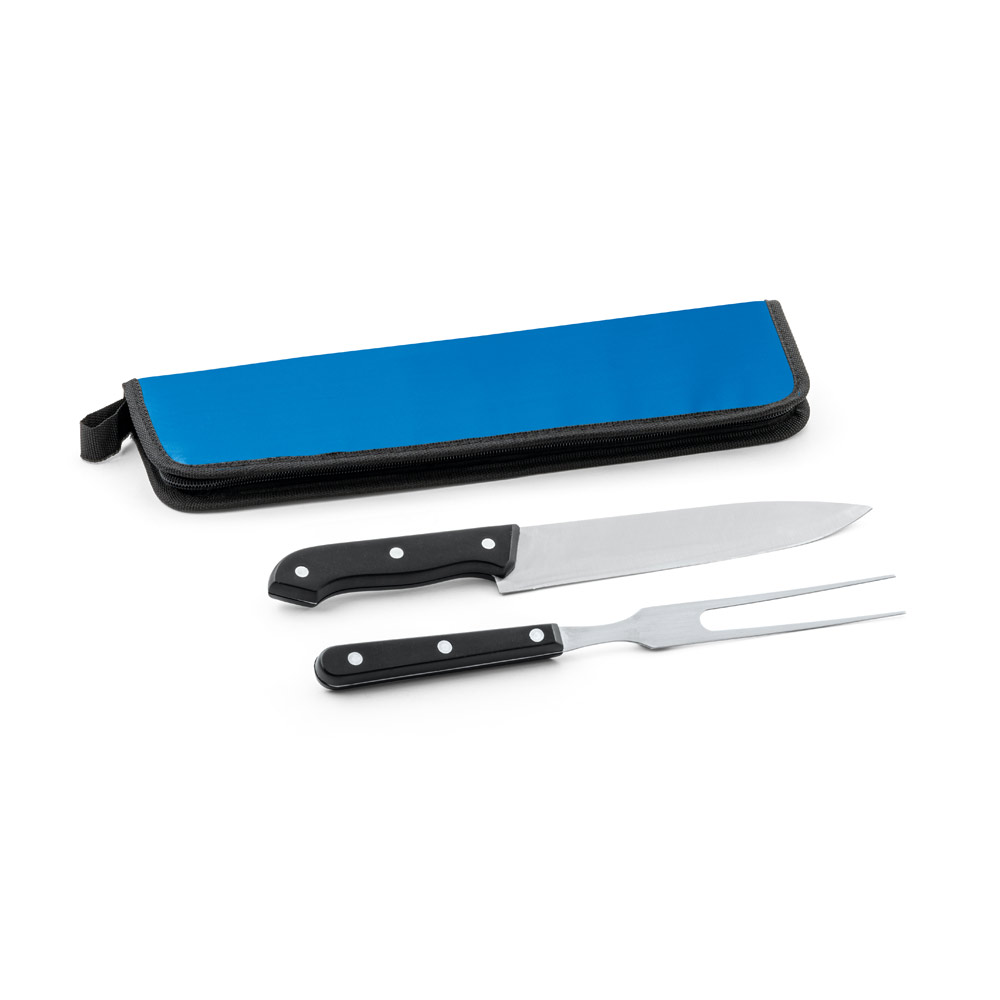 JULLEMIER. Kit churrasco em estojo de 210D com 2 utensílios em aço inox e PP