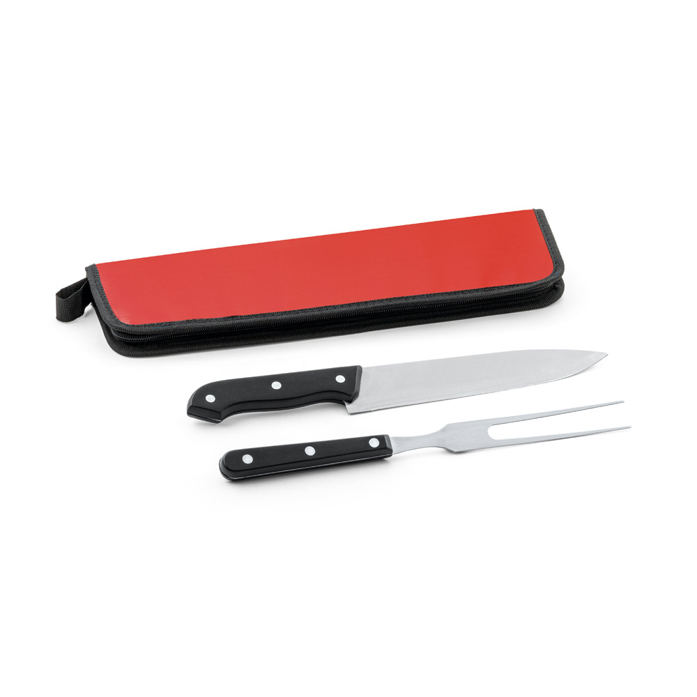 JULLEMIER. Kit churrasco em estojo de 210D com 2 utensílios em aço inox e PP
