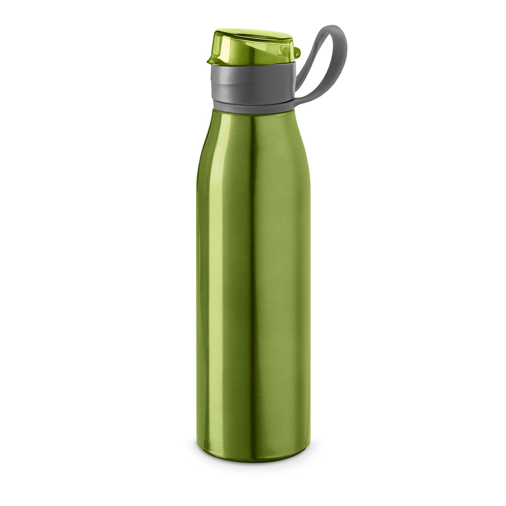 KORVER. Squeeze em alumínio com tampa flip flop em AS e PP (650 mL)