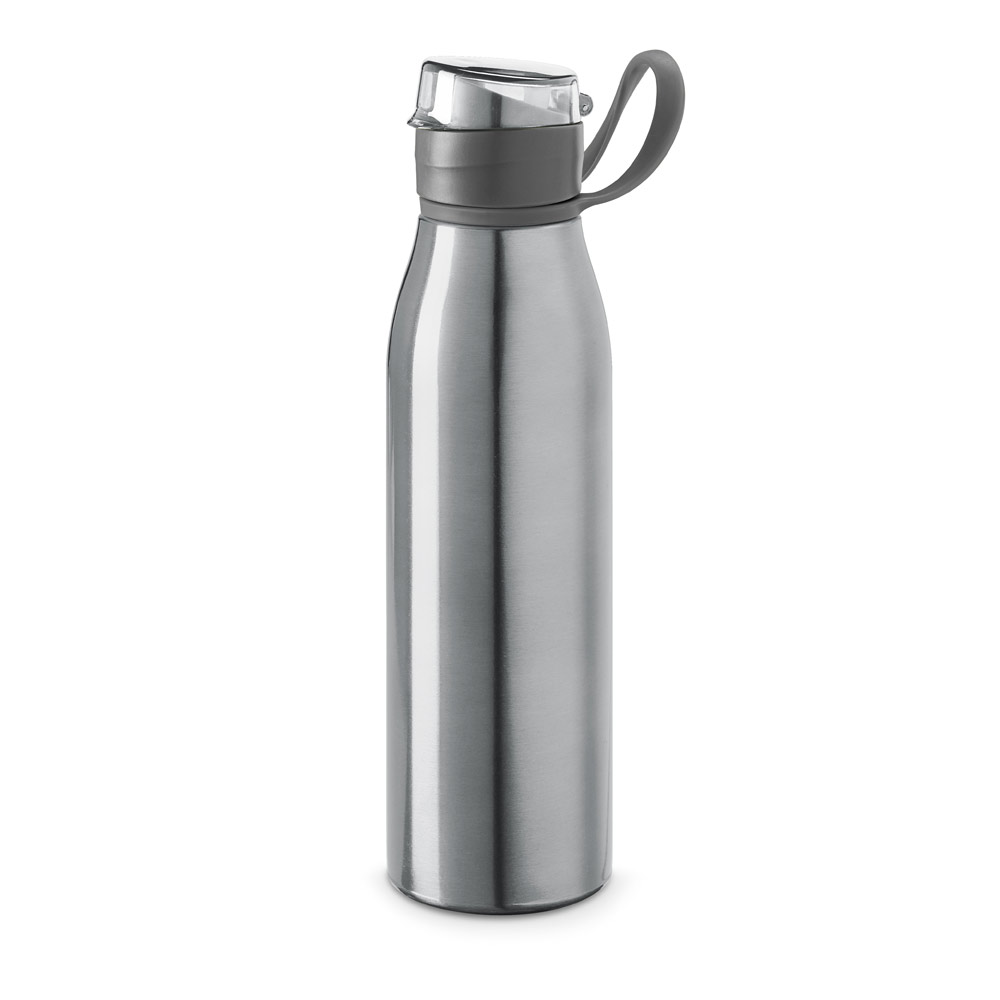 KORVER. Squeeze em alumínio com tampa flip flop em AS e PP (650 mL)