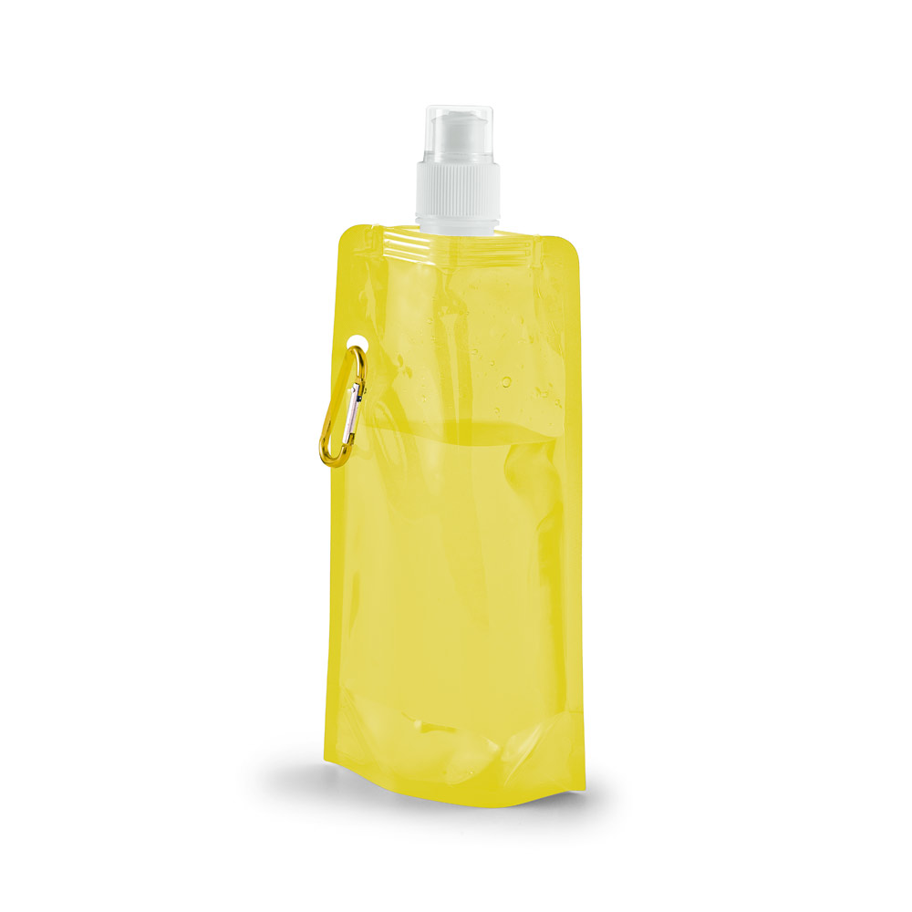 KWILL. Squeeze dobrável em PE com sistema "push-pull" e acabamento translúcido (460 mL)