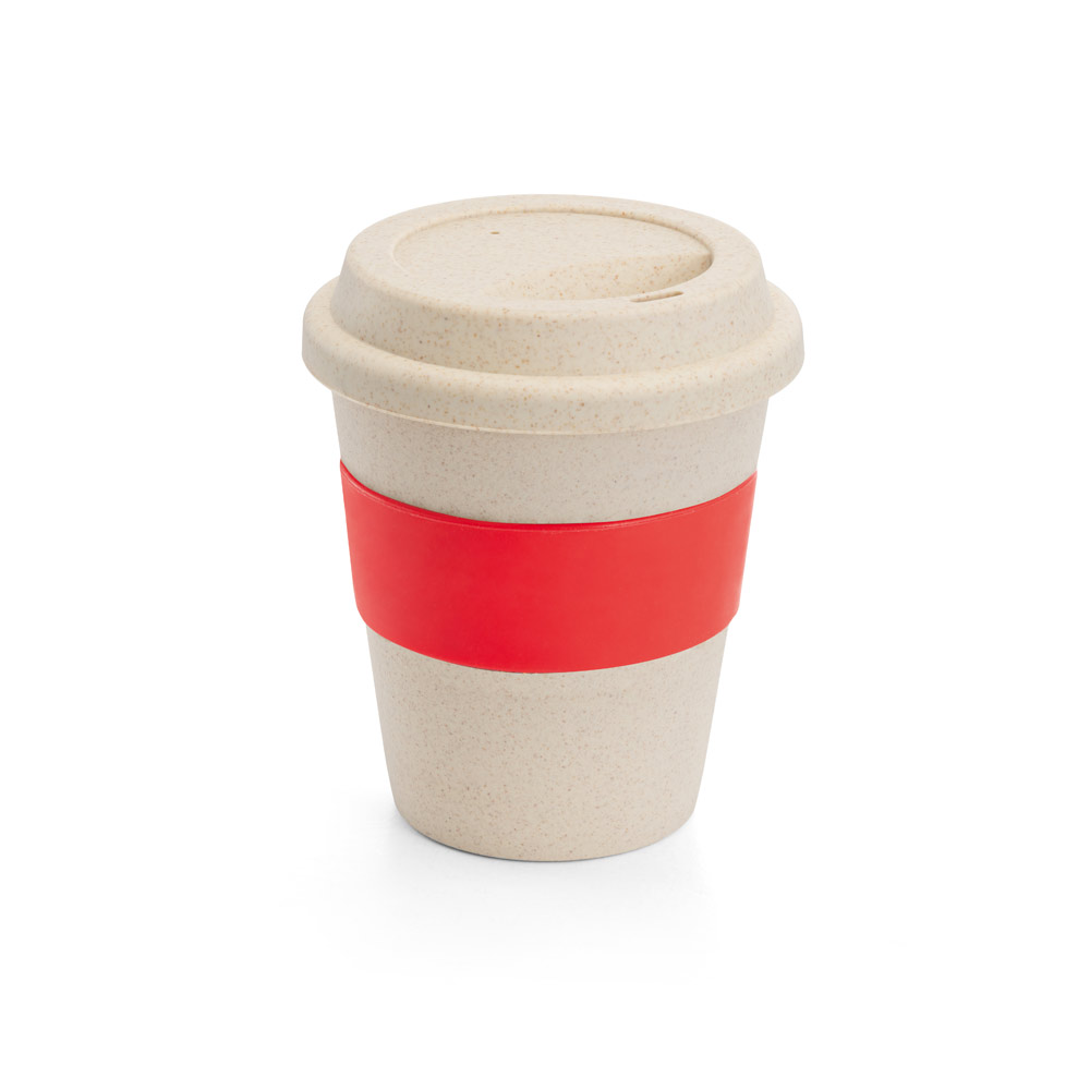 LATTE. Copo de viagem em fibra de bambu (60%) e PP (40%) com tampa (380 mL)