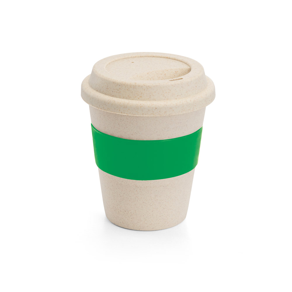 LATTE. Copo de viagem em fibra de bambu (60%) e PP (40%) com tampa (380 mL)