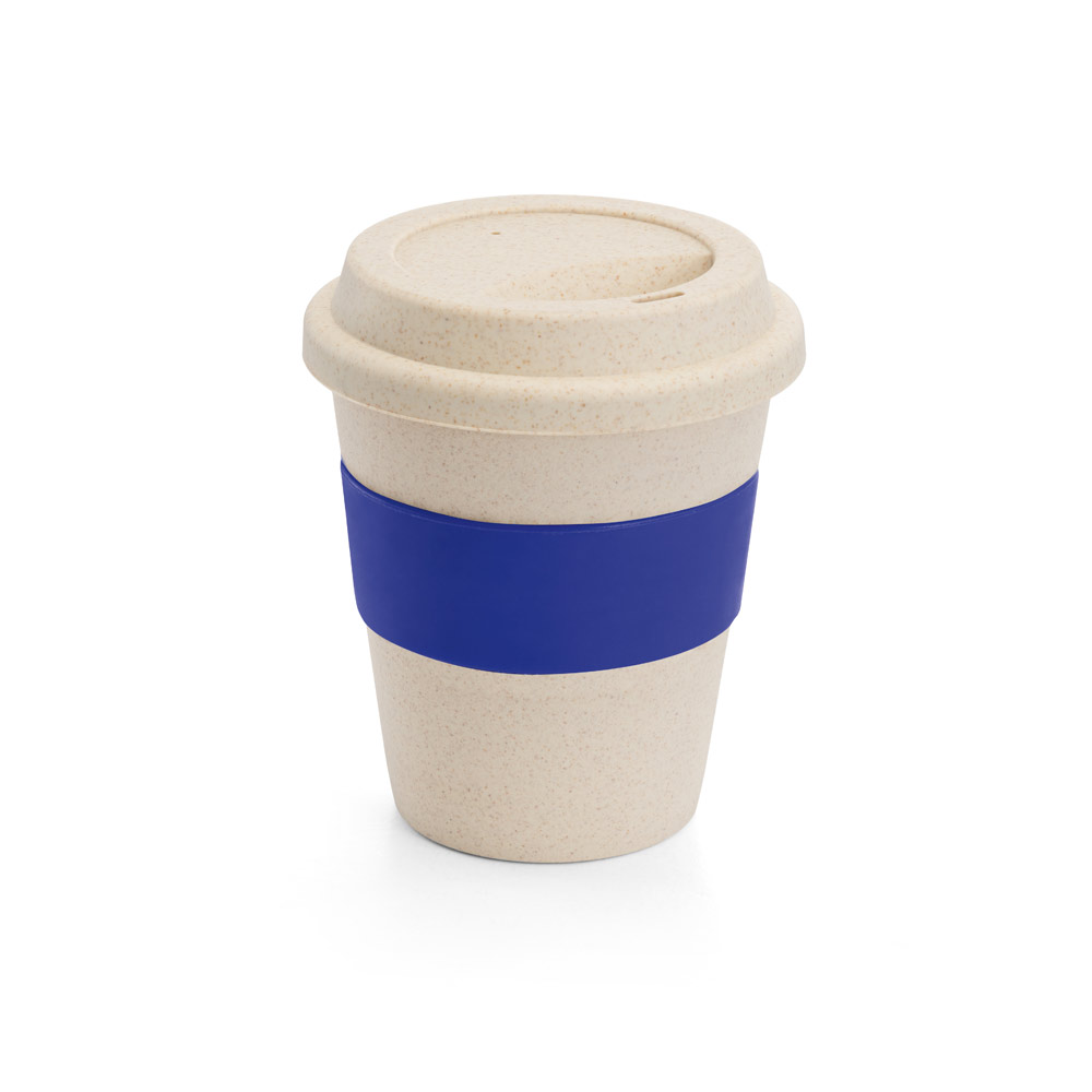 LATTE. Copo de viagem em fibra de bambu (60%) e PP (40%) com tampa (380 mL)