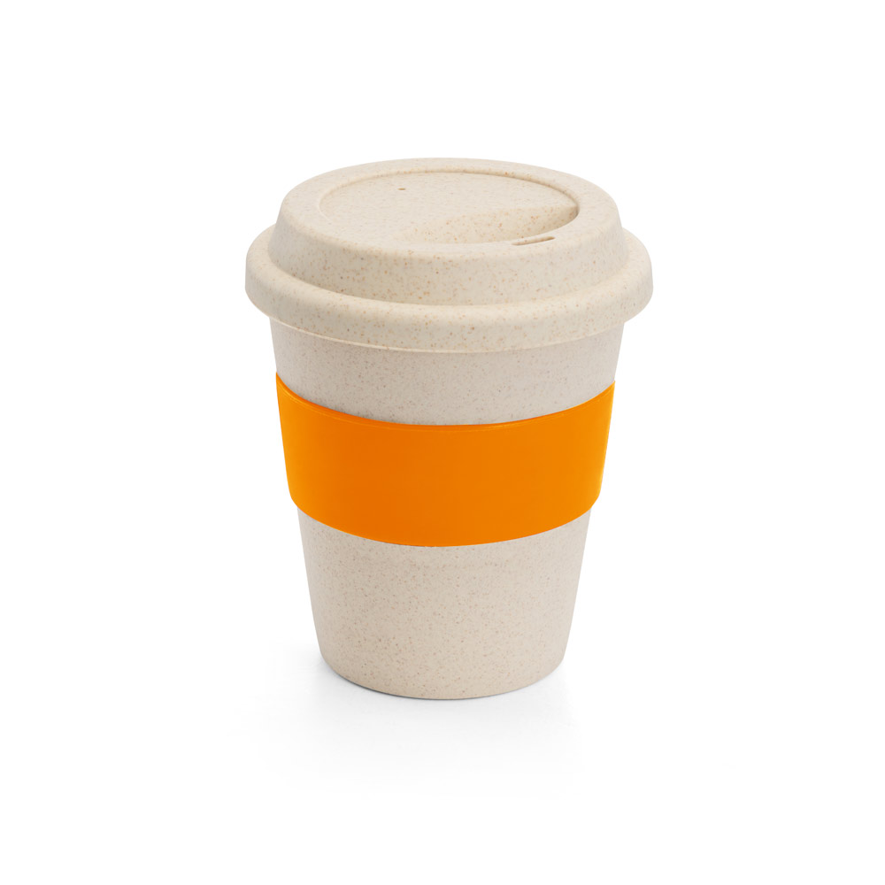 LATTE. Copo de viagem em fibra de bambu (60%) e PP (40%) com tampa (380 mL)