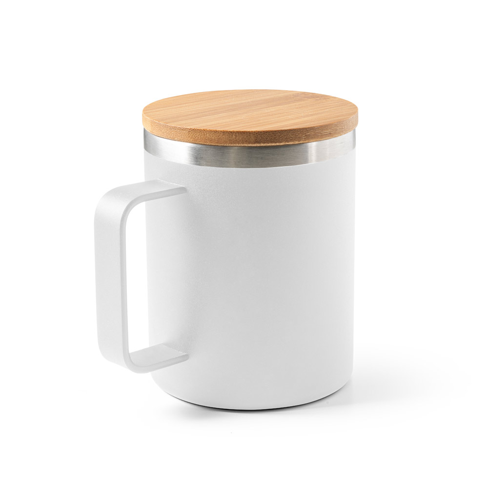 LAUDA. Copo de viagem térmico em aço inox 90% reciclado de parede dupla isolada a vácuo (420 mL)