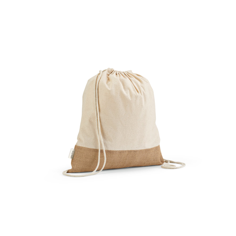 MALDIVAS BPACK. Sacola tipo mochila em 70% algodão reciclado e 30% poliéster reciclado (180 g/m²) com base em juta