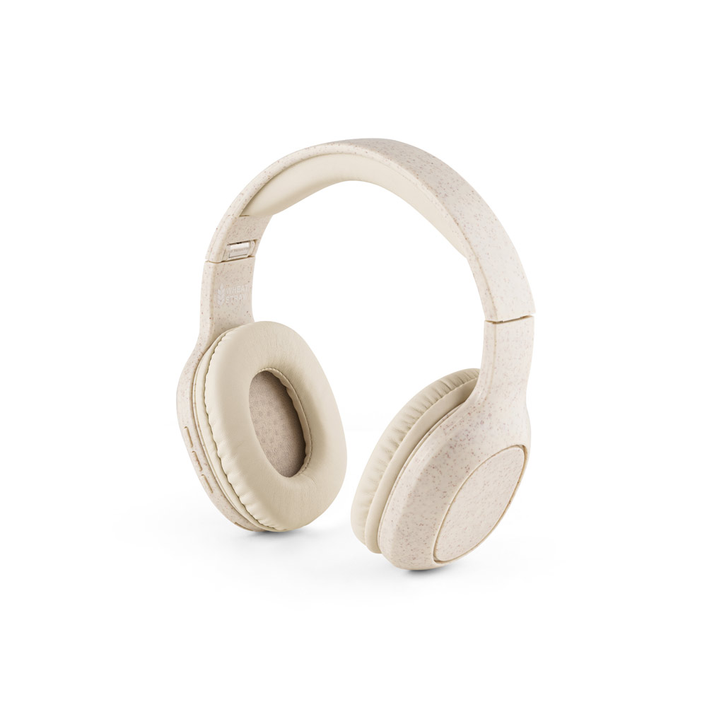MARCONI. Fones de ouvido wireless dobráveis com autonomia de 13h (400 mAh), em fibra de palha de trigo e ABS