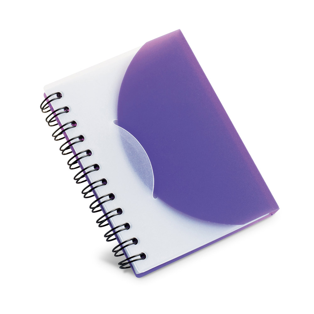 MILTON. Caderno A7 espiral de capa semi-rígida em PP, com folhas lisas
