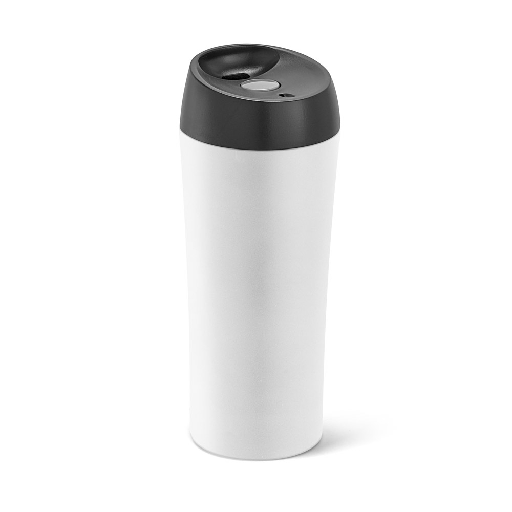MONARDA. Copo de viagem térmico em aço inox de parede dupla isolada a ar (470 mL)