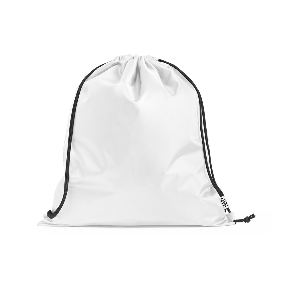 PEMBA. Sacola tipo mochila em poliéster reciclado 190T, produzida a partir de plástico reciclado