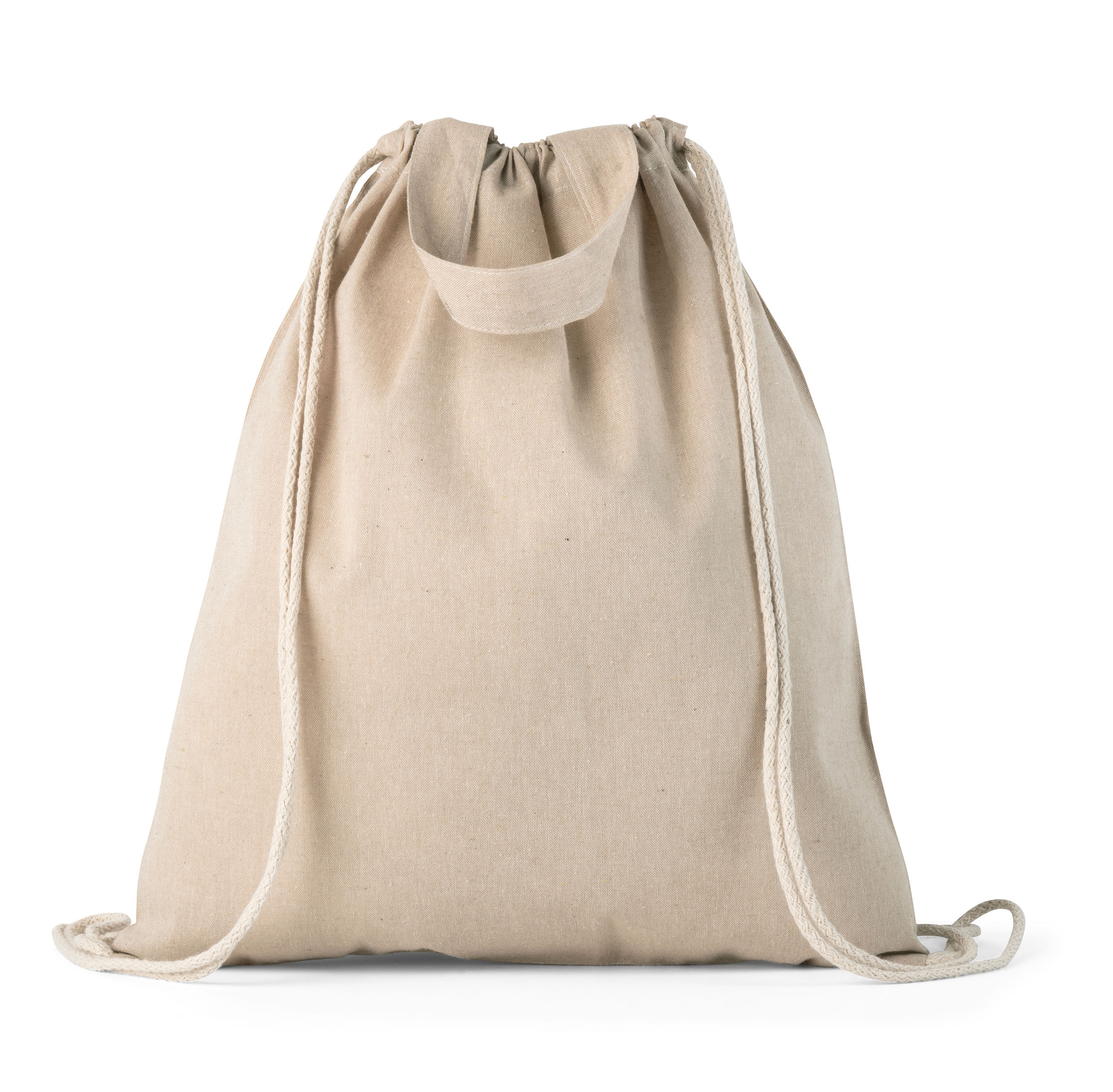 RISSANI. Sacola tipo mochila em 70% algodão reciclado e 30% poliéster reciclado (140g/m²) sem tingimento