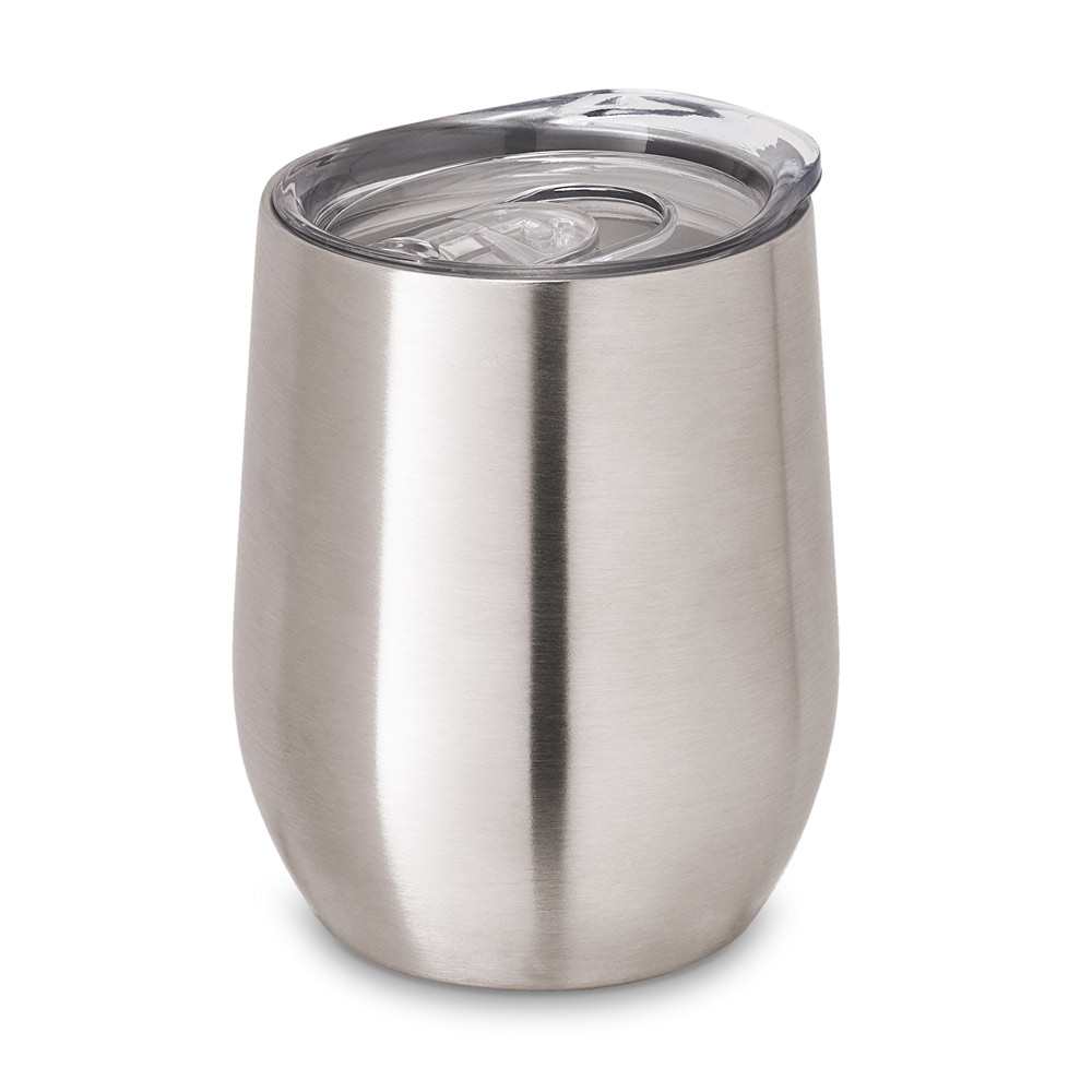 RONDE. Copo de viagem térmico em aço inox de parede dupla isolada a vácuo (400 mL)