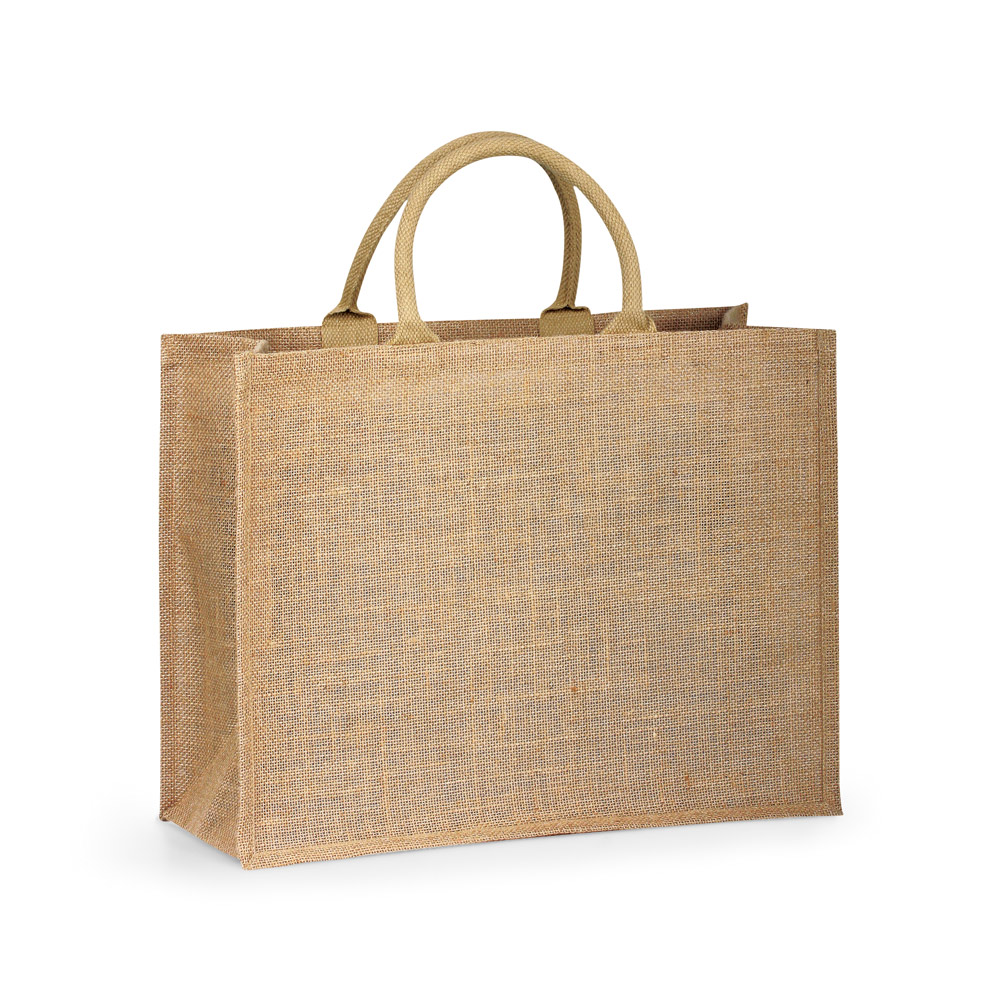 SHANTI. Sacola em 100% juta (360 g/m²) com laminado no interior