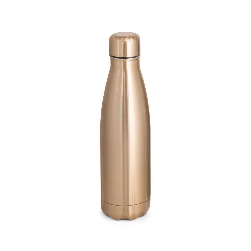 SHOW METALLIC. Garrafa térmica em aço inox de parede dupla isolada a vácuo, com acabamento metalizado (510 mL)