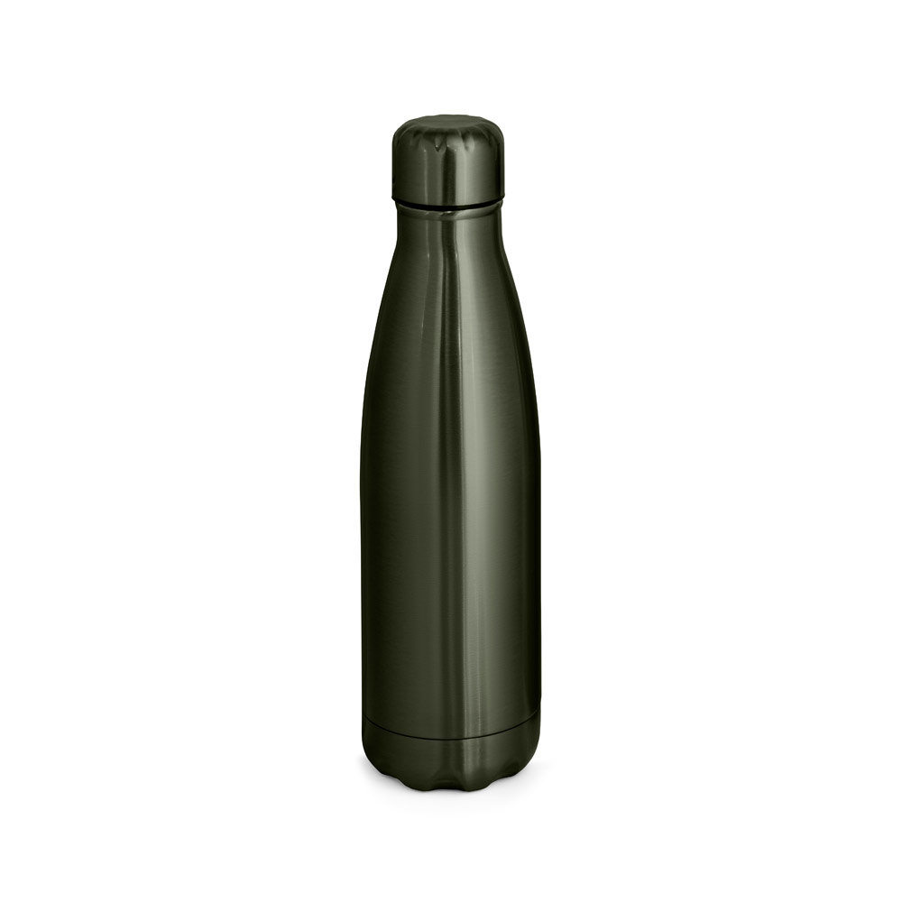 SHOW METALLIC. Garrafa térmica em aço inox de parede dupla isolada a vácuo, com acabamento metalizado (510 mL)
