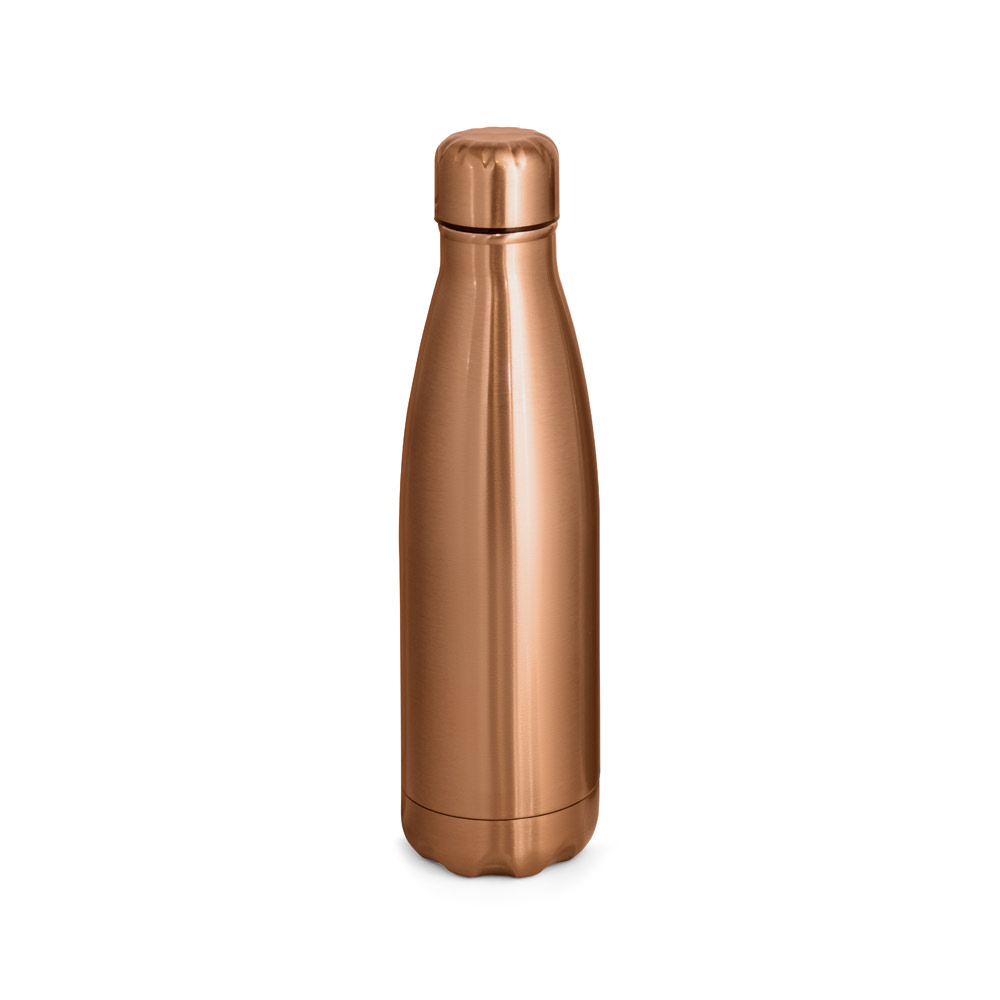 SHOW METALLIC. Garrafa térmica em aço inox de parede dupla isolada a vácuo, com acabamento metalizado (510 mL)