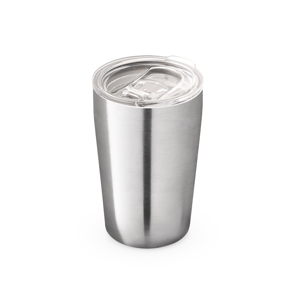 SLIDER. Copo de viagem térmico para sublimação em aço inox, de parede dupla isolada a vácuo (380 mL)